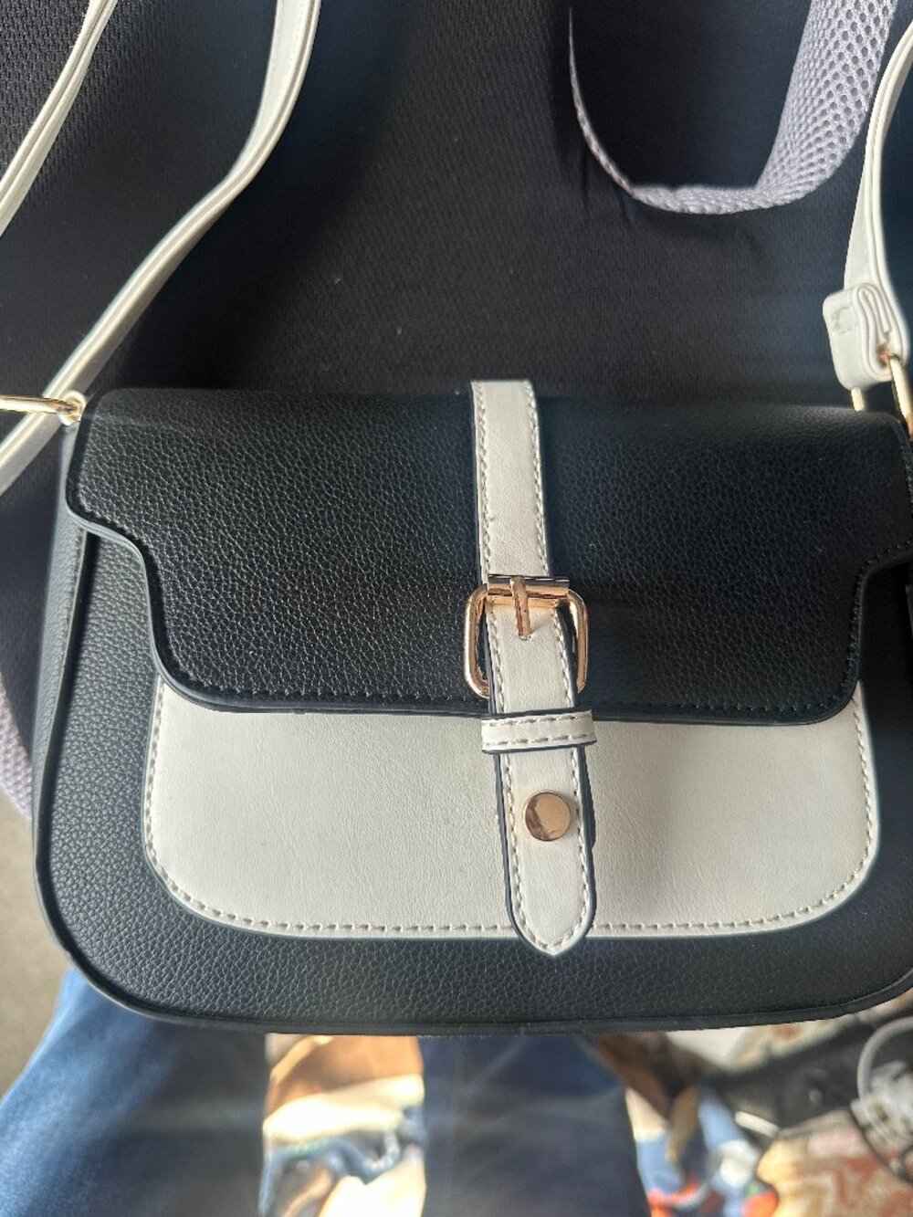 Unbranded Black and White Handbag Gold Hardware